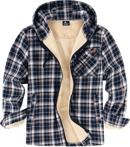 SWISSWELL Mens Sherpa Lined Fleece Plaid Hoodie for Winter