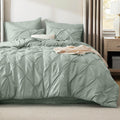 Bedsure California King Comforter Set Sage Green - Pintuck 7-Piece