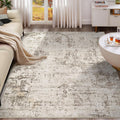 5x7 Area Rug Living Room Rugs - Washable Neutral Modern Abstract Soft