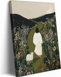 Jesus and Lamb Christian Canvas Wall Art for Home Decor
