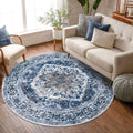 Round Rug 6 Ft Washable Non Slip Circle Rug - Soft Vintage Look