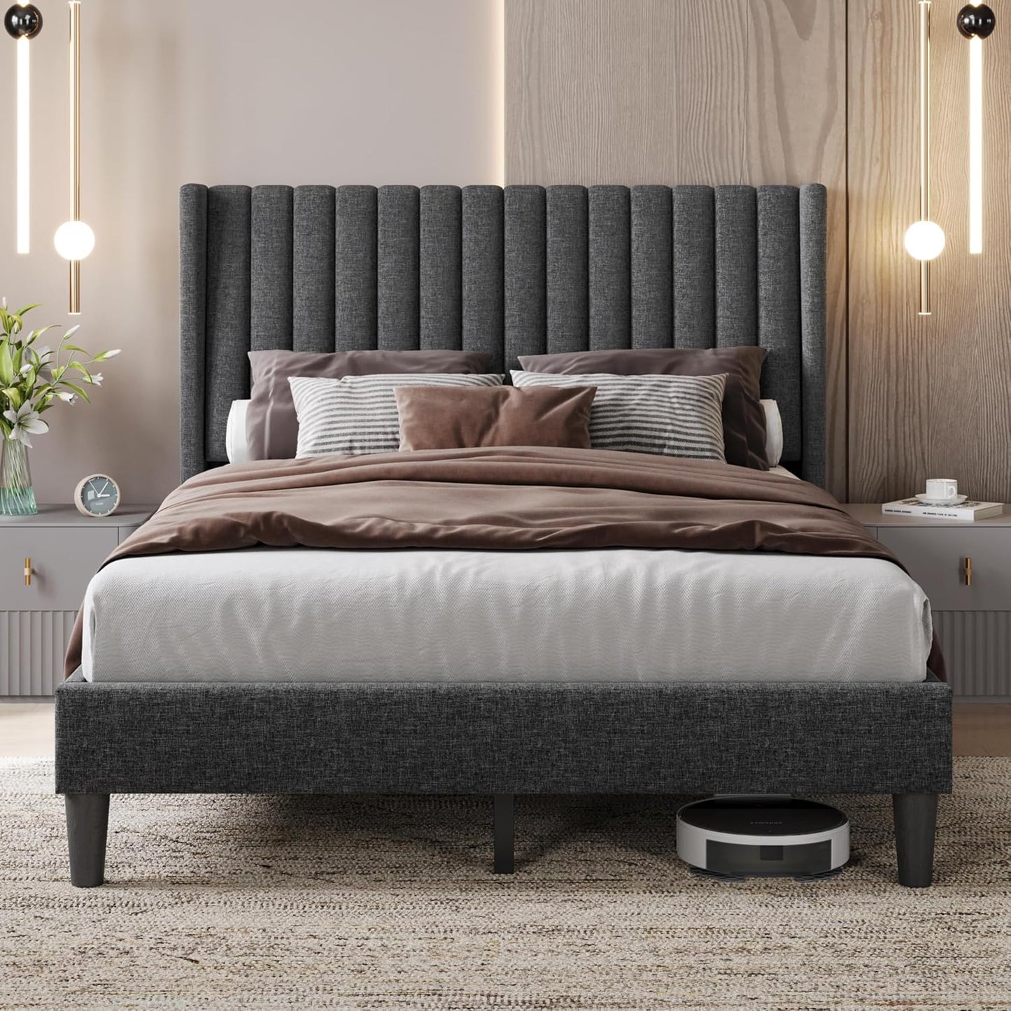 Yaheetech Full Bed Frame Upholstered Platform Bed for Comfort