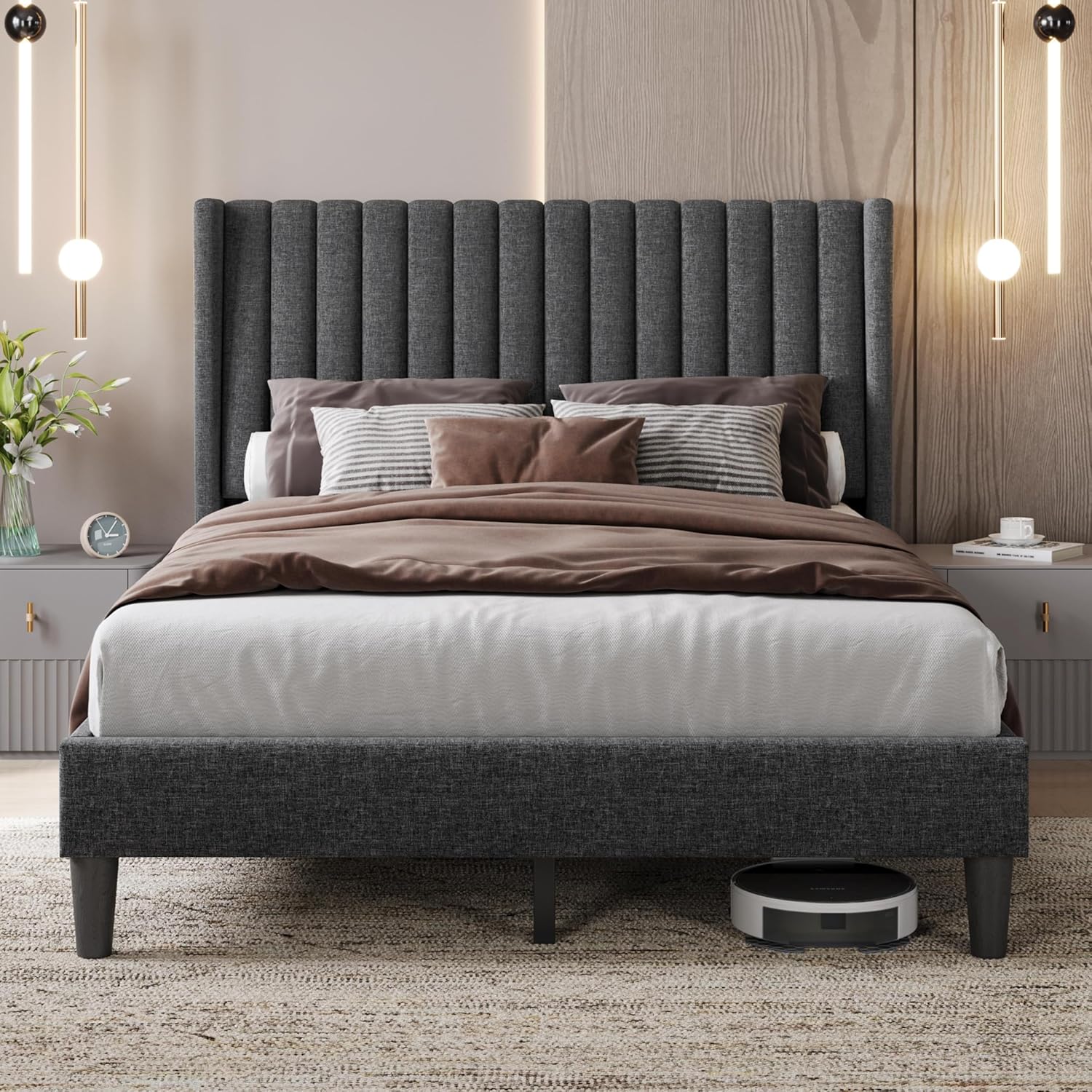 Yaheetech Full Bed Frame Upholstered Platform Bed for Comfort