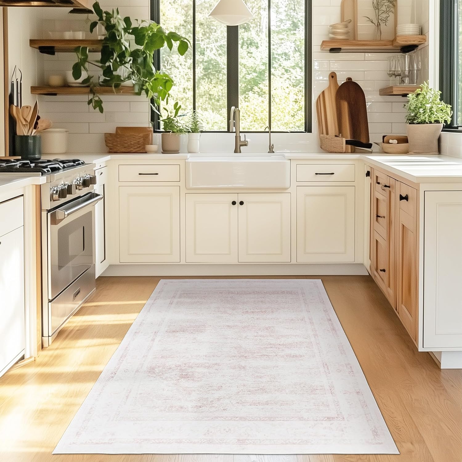 4x6 ft Area Rug Pink Boho Indoor Rug for Stylish Spaces