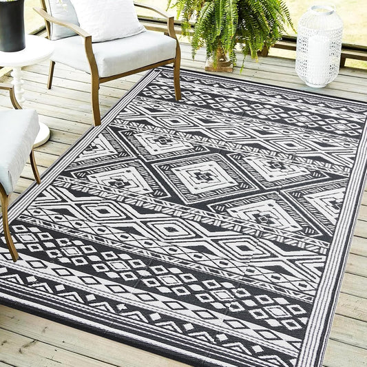Outdoor Rug 9x12 ft Waterproof for Patios and Camping Trips