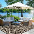 Outdoor Rugs 9x12 ft Patio Waterproof Reversible Rug - Brick Design