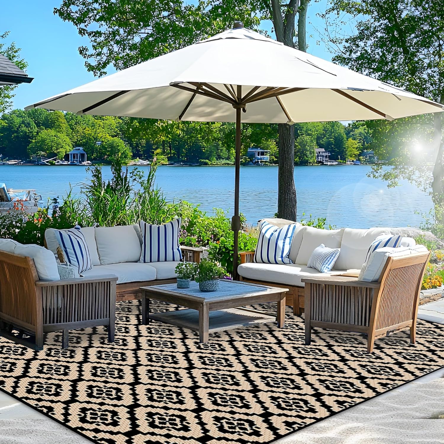 Versatile 9x12 ft Outdoor Rugs for Patio and Camping Use