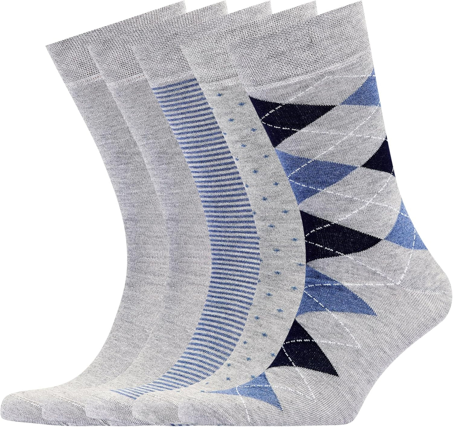 VRD Mens Dress Socks 5-Pack Assorted Patterns for Every Occasion