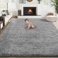 8x10 Area Rug for Living Room - Fluffy Shag Washable Grey