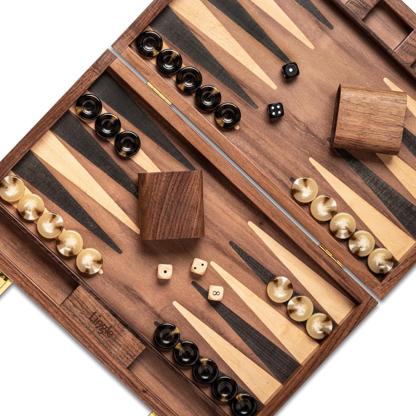 Premium Natural Walnut Folding Backgammon Set for Fun Games