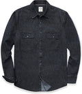 Men's Denim Button Down Shirt Long Sleeve - 100% Cotton Casual Fit