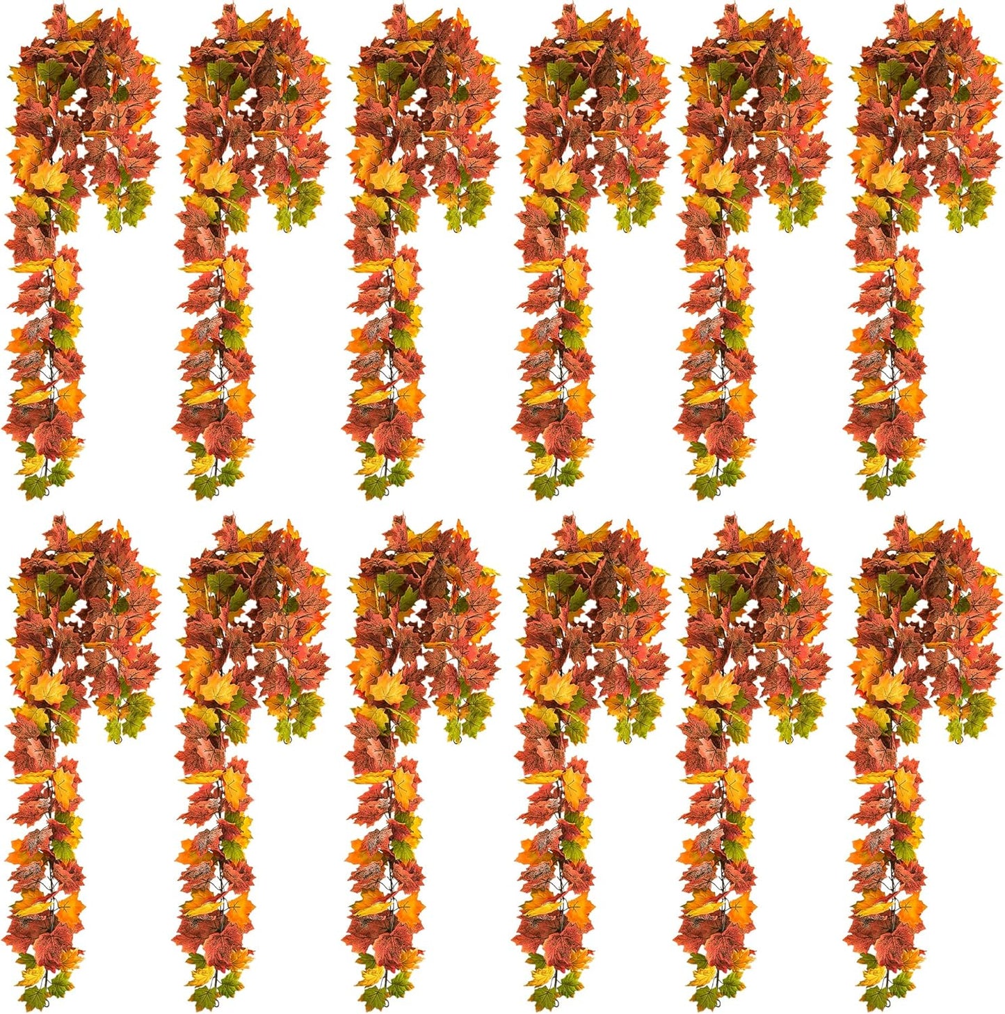 12 Pack Autumn Garland for Fall Decorations and Home Decor