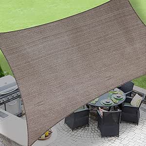 LOVE STORY 12ft x 16ft Rectangle Brown Patio Shade Sail for Outdoors