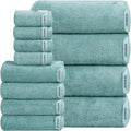 SEMAXE 12-Piece Family Bathroom Towel Set - 100% Cotton, 4 Bath Towels
