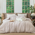 MooMee Striped Duvet Cover Set Twin 68x90 - Soft Washed Cotton Feel