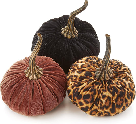 Your Heart's Content Set of 3 Velvet Pumpkins for Fall