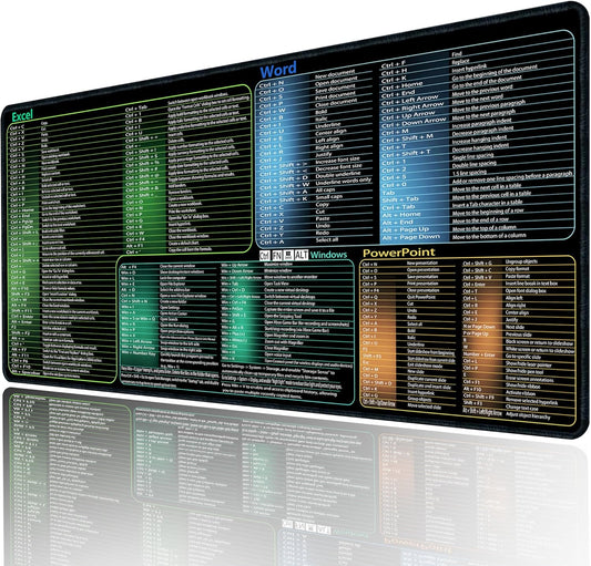 XL Office Mousepad: Keyboard Shortcuts Cheatsheet, Non-Slip 31.5x11.8 - Secret Corner