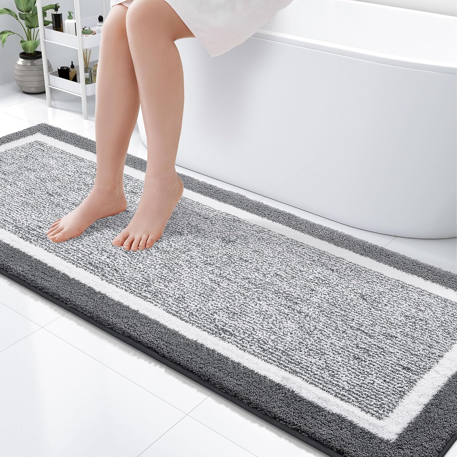 OLANLY Extra Soft Microfiber Bath Mat 70x24 for Bathroom Use