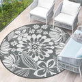 Round Outdoor Plastic Straw Rug 6ft Reversible Patio Rug - Waterproof