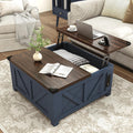 Farmhouse Lift Top Coffee Table Square in Blue - Hidden Storage