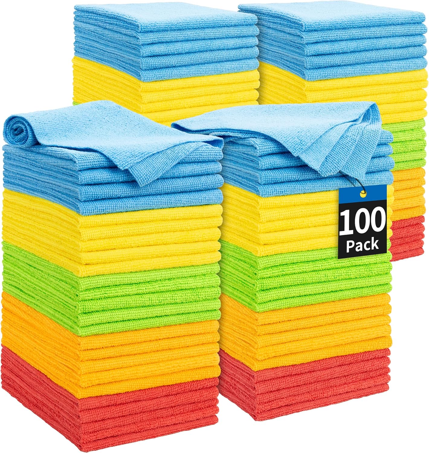 100 Absorbent Microfiber Cleaning Cloths - All-Purpose Wipes