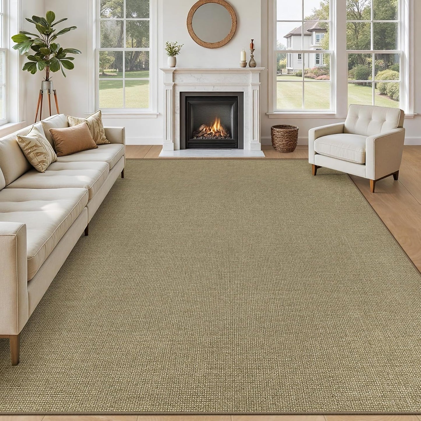 Easy Jute Rug 8x10 Natural Non Slip Indoor Outdoor Carpet