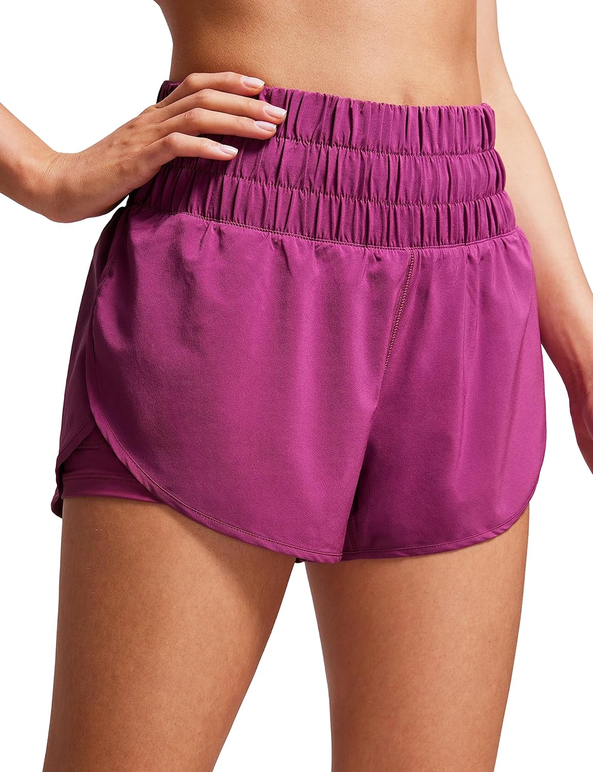 CRZ YOGA High Waisted Running Shorts for Women - 3 Inch Split