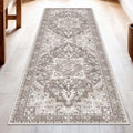 Brown Washable Runner Rug 2.5x8 - Non Slip Ultra-Soft Flannel