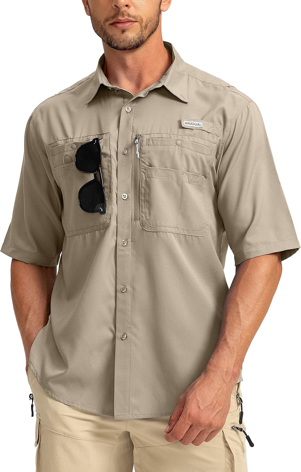 Men's Fishing Shirts with Zipper Pockets for Outdoor Activities