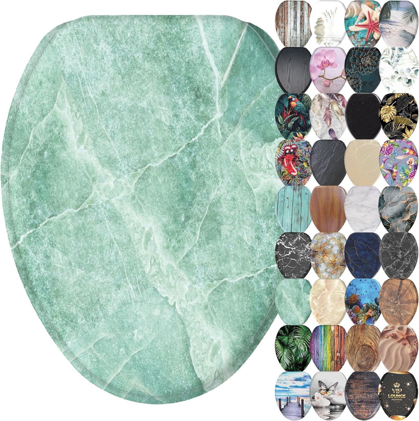 Sanilo Soft Close Toilet Seat with Unique Marble Green Design