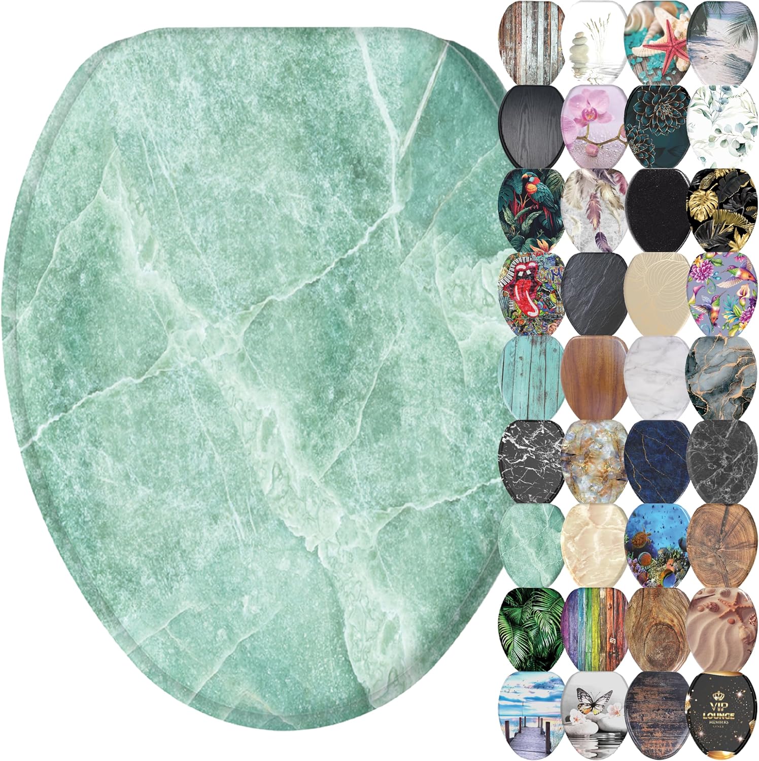 Sanilo Soft Close Toilet Seat with Unique Marble Green Design