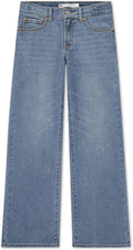 Girls' Wide Leg Jeans with Adjustable Waist - Mid Rise Comfort