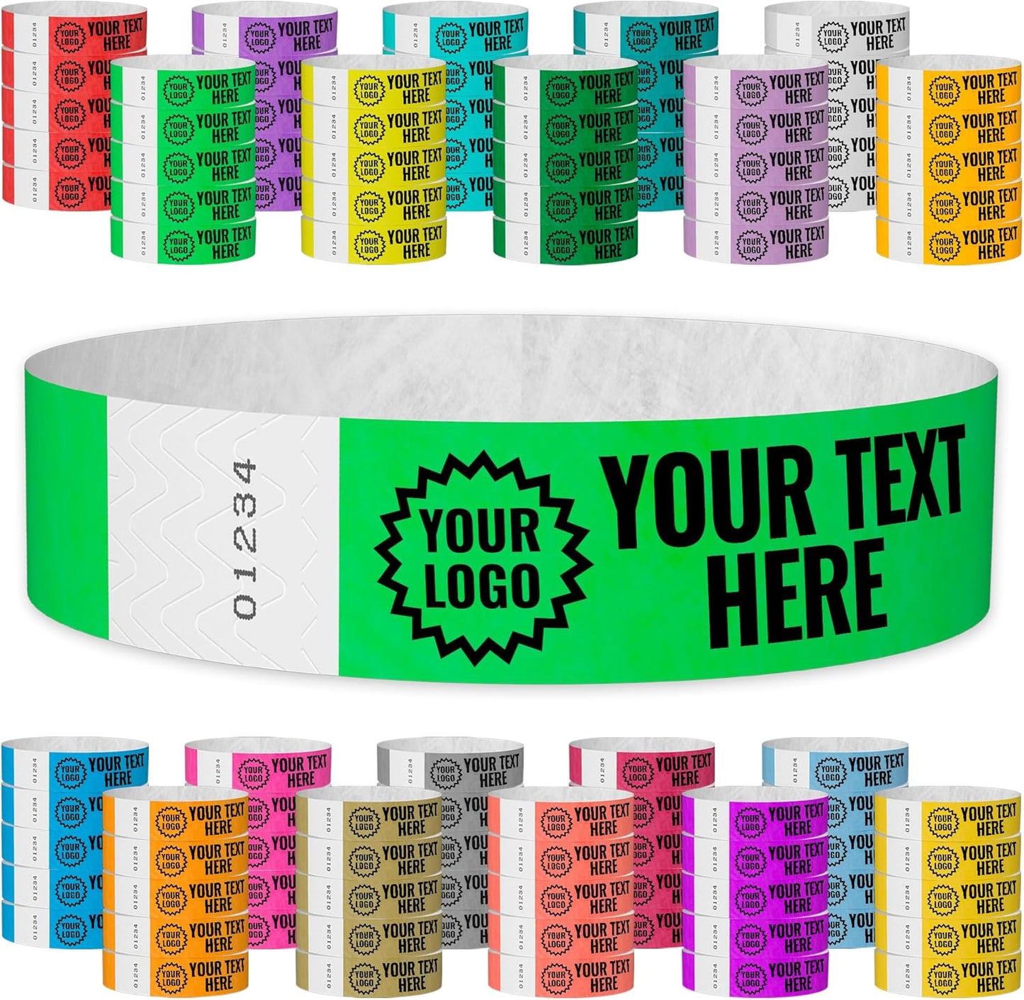 Custom Imprint Wristbands for Events - Neon Green Tyvek Bands