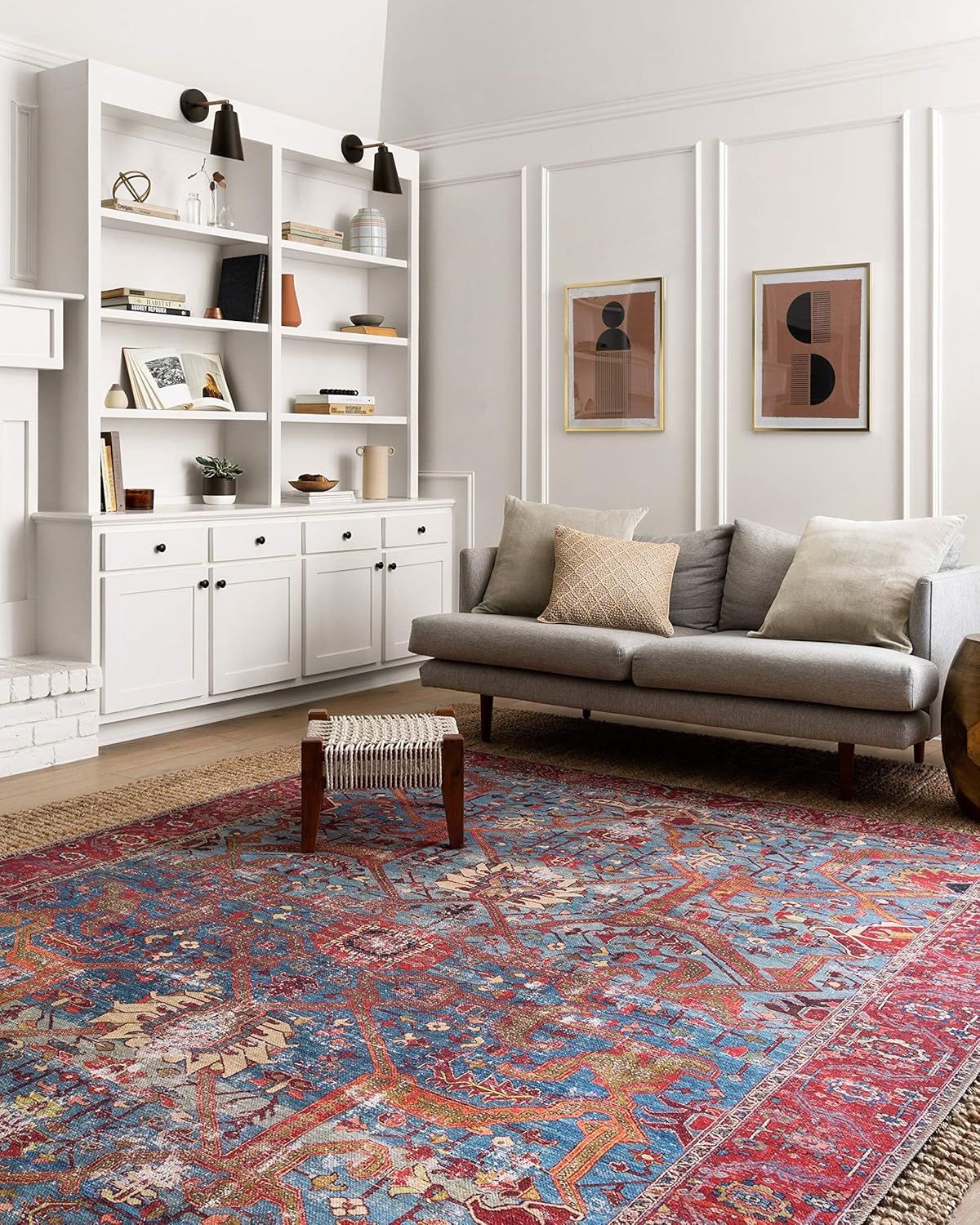 Loren Collection LQ-10 Blue/Red Area Rug for Elegant Spaces
