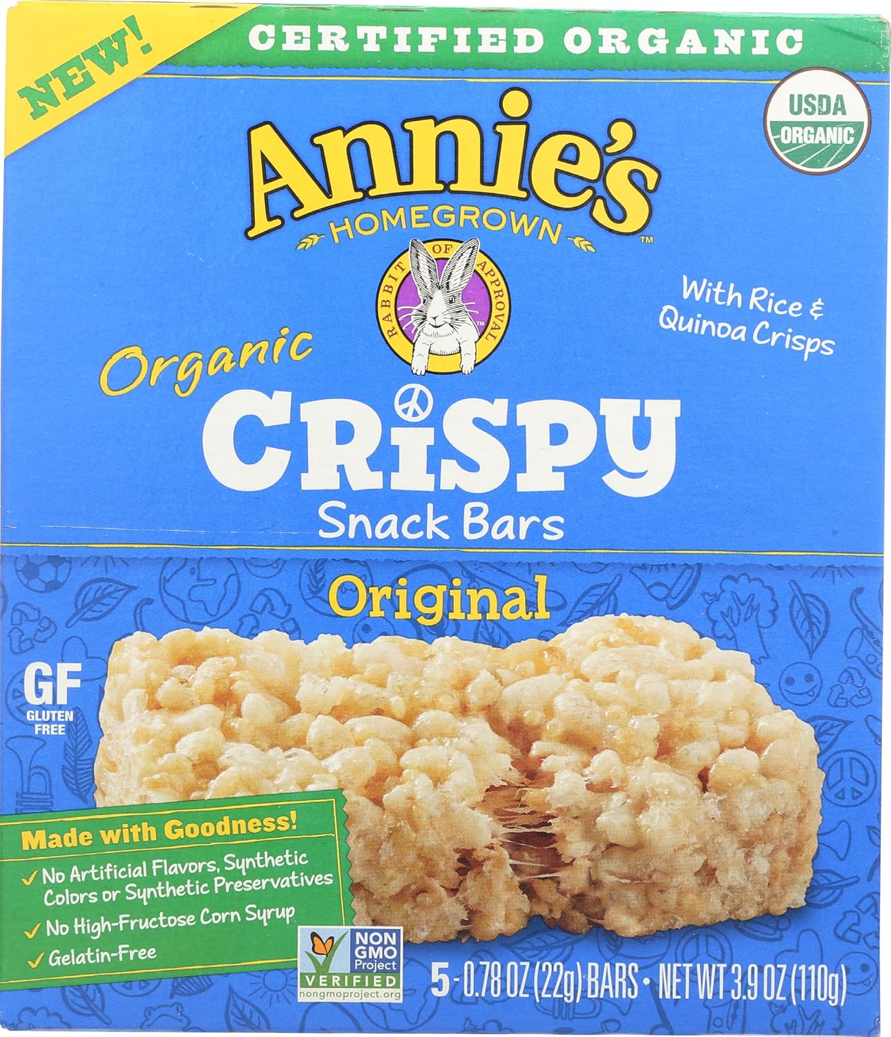 Annie's Homegrown Organic Original Crispy Bars, Gelatin Free Treats