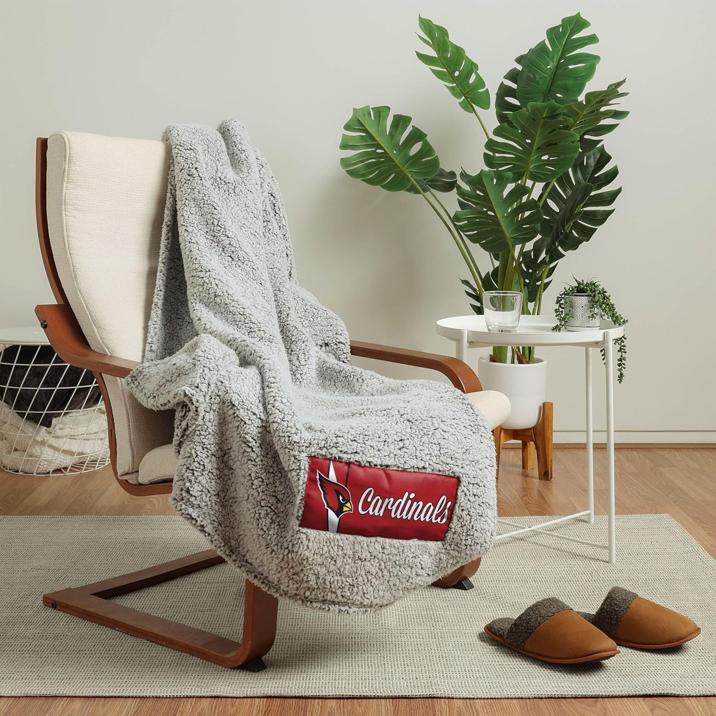 FOCO NFL Team Color Big Logo Cloud Sherpa Blanket for Comfort