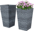 Tall Planters for Outdoor Plants Set of 3 - Lightweight Rattan Taper