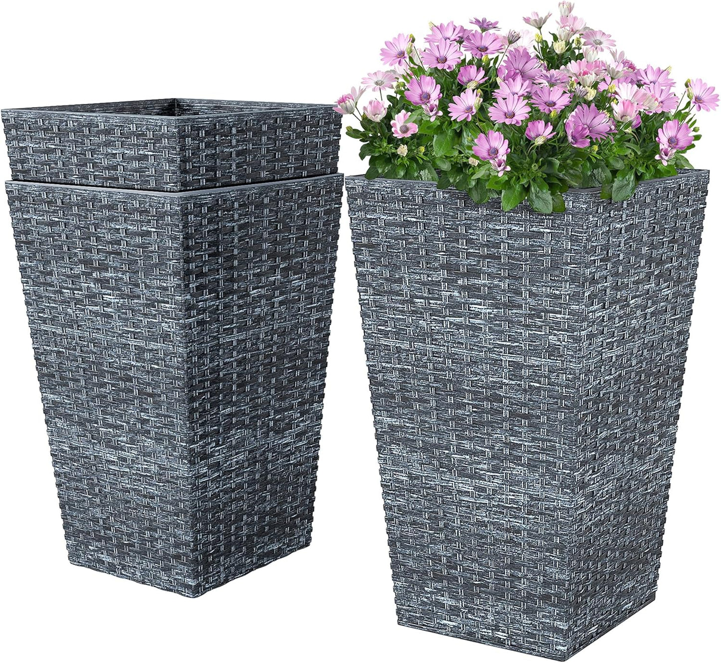 Outsunny Tall Planters Set of 3 for Outdoor Plants, 24 in