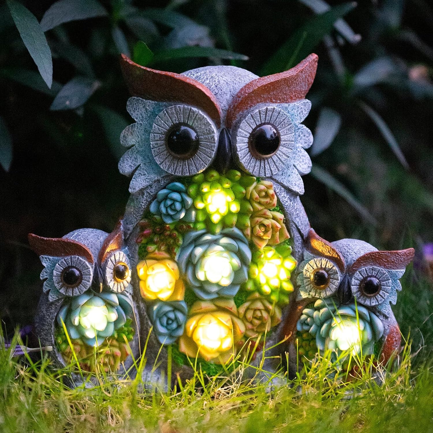 Solar Garden Statue Lights Owl Figurine for Outdoor Decor