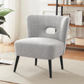 Armless Accent Chair with Wooden Leg - Cozy Sherpa Living Room Chair
