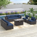 Kurapika 10-Piece Navy Blue Patio Conversation Set with Fire Pit