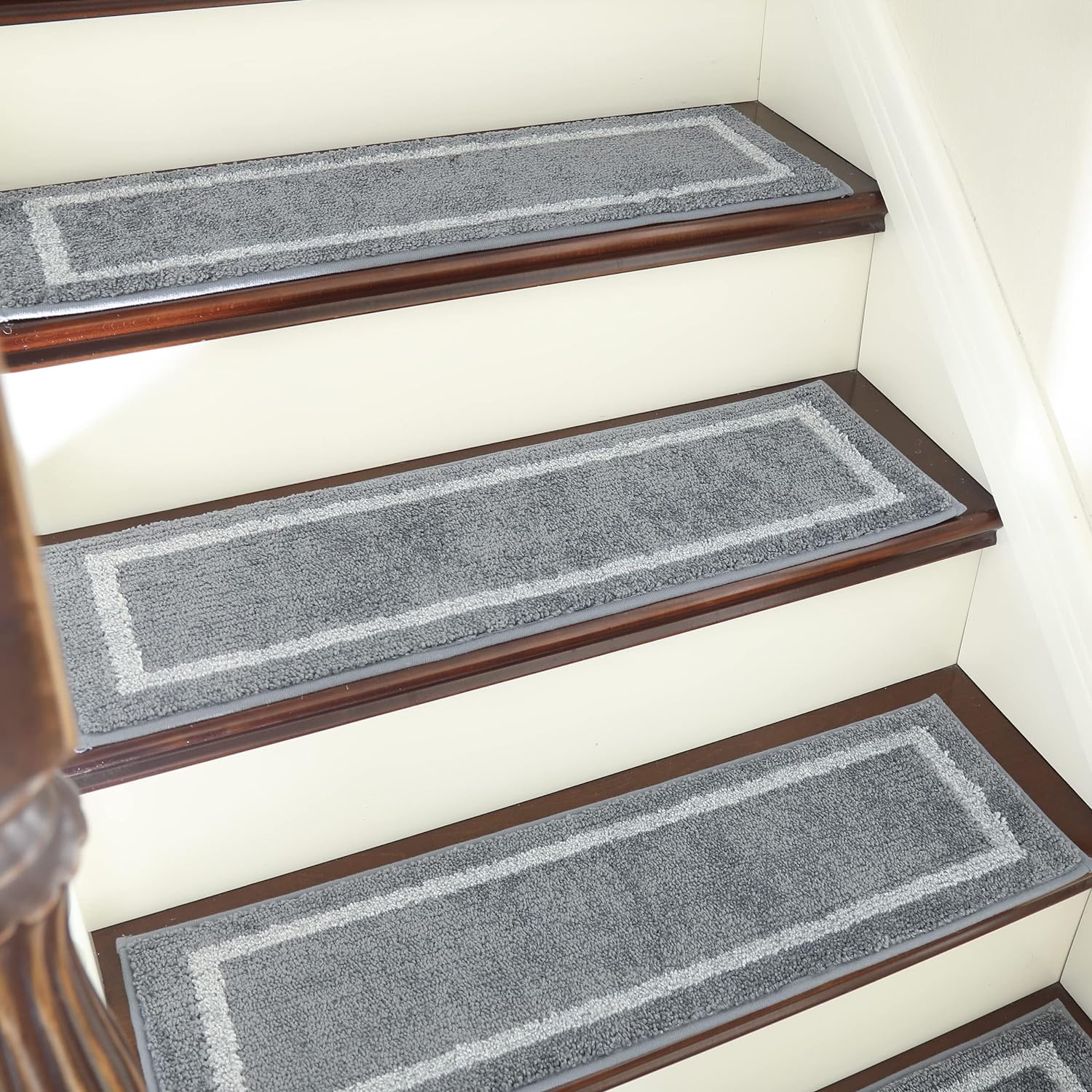 Soft Non-Slip Stair Treads for Wooden Steps - 7pcs Grey Mats