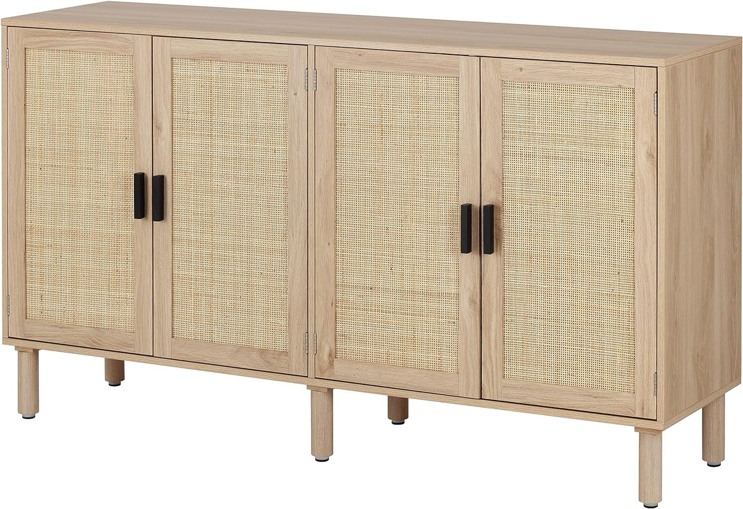 Finnhomy Boho Rattan 4-Door Sideboard: Stylish Home Bar Cabinet