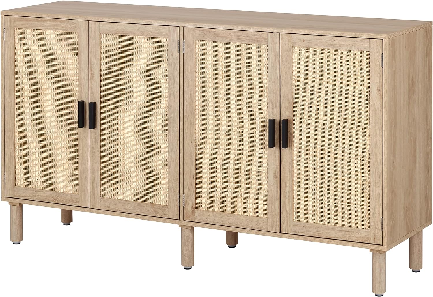 Finnhomy Boho Rattan 4-Door Sideboard: Stylish Home Bar Cabinet