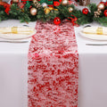 Red Table Runner Sequin Glitter Foil Mesh 11 in x 100 ft - Elegant
