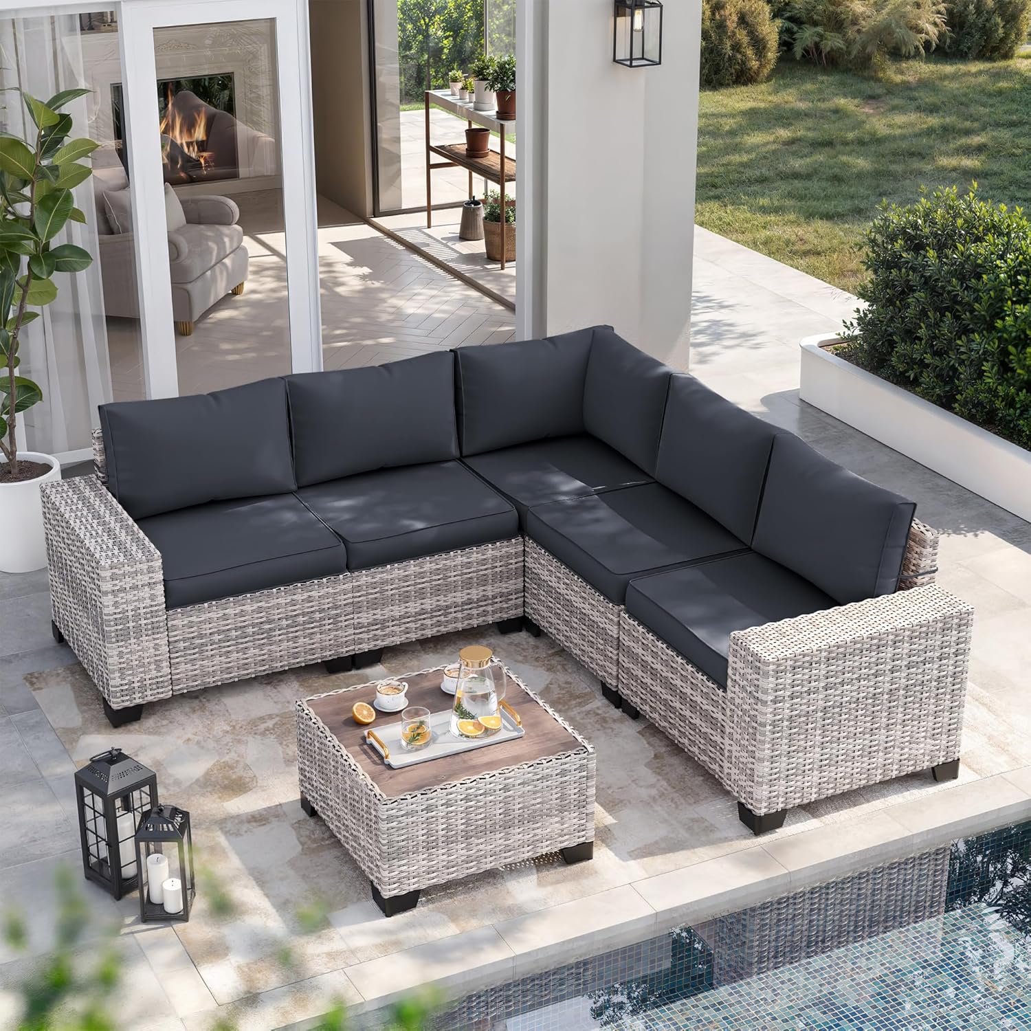 6-Piece Outdoor Patio Furniture Set for Garden and Poolside