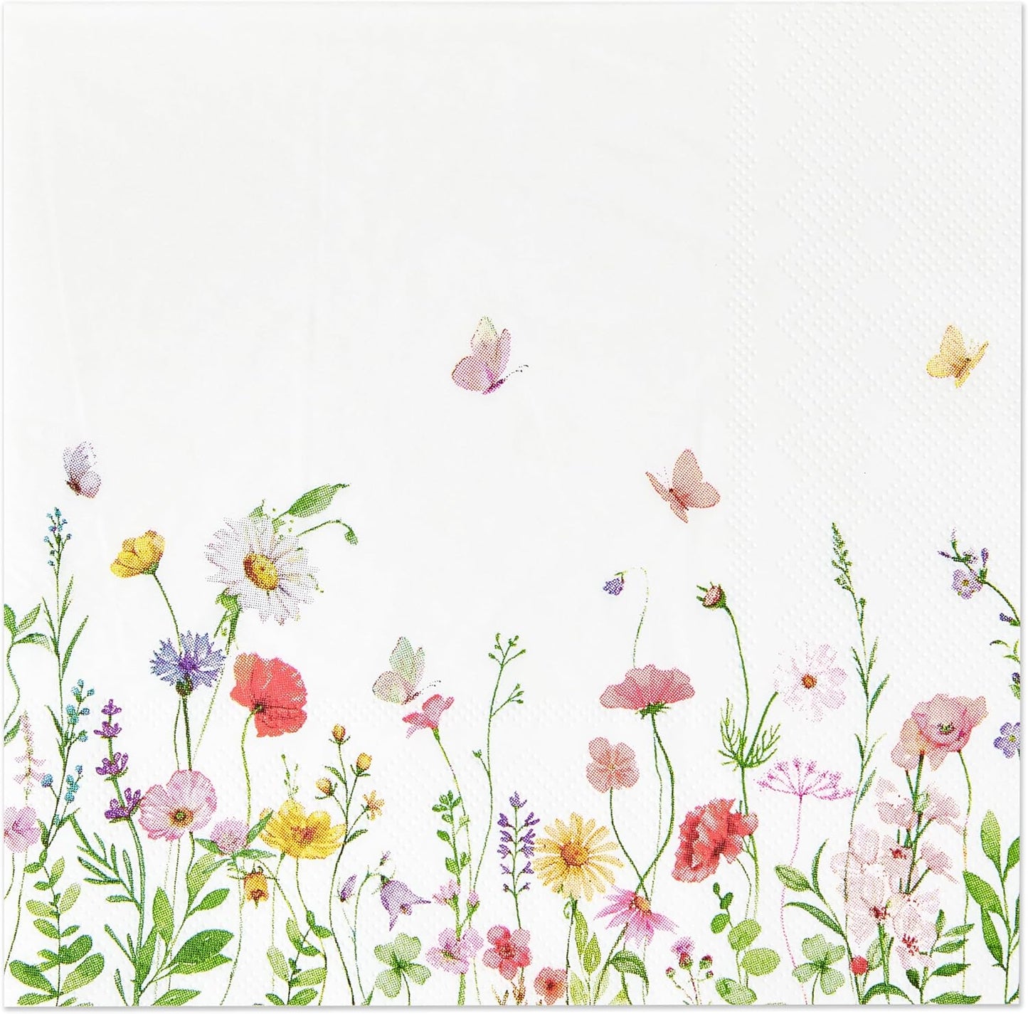 Crisky 100 Pcs Wildflower Cocktail Napkins, 3-Ply, Perfect for Special Occasions