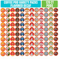 Coffee Pod Variety Packs Flavored Decaf Sampler, Assorted - 120 Count