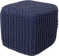 Square Hand Knitted Pouf Ottoman 16 in Cube - Cozy Knit Accent