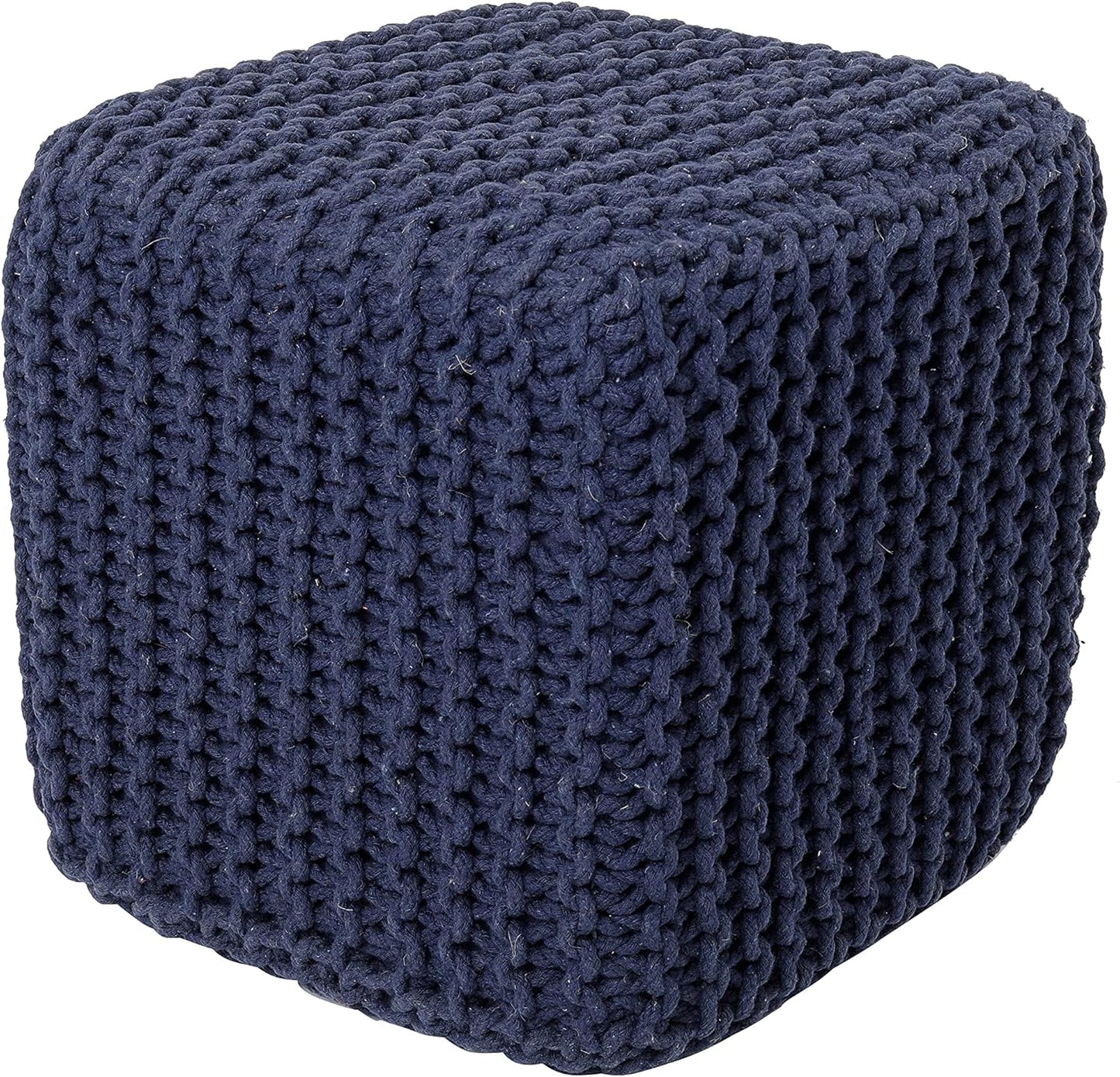 Hand Knitted Pouf Ottoman - Stylish Cotton Cord Foot Stool